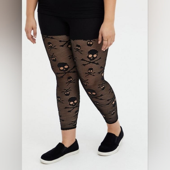 TORRID Premium Leggings Skull Mesh Size 2 - Picture 3 of 11
